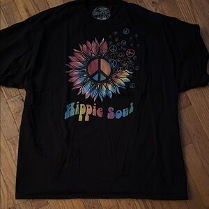 Mystic Black 'Hippie Soul' Rainbow Peace Sunflower Graphic Tee